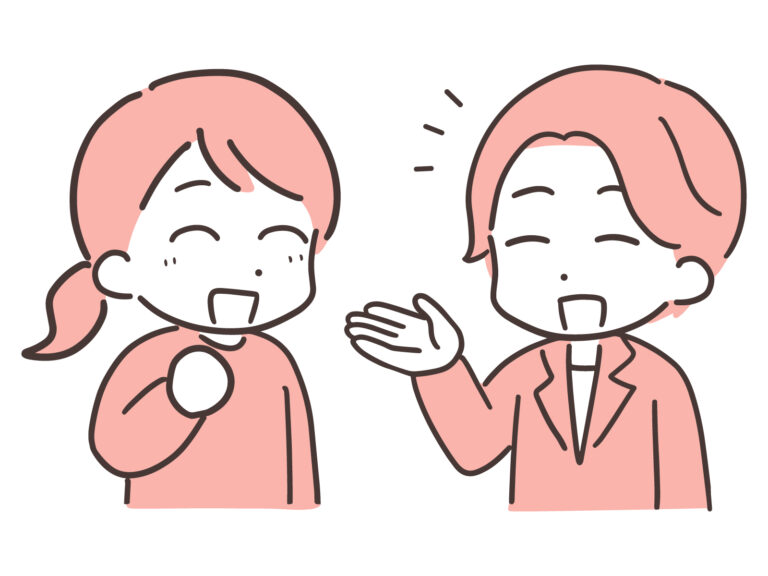 笑顔でお話しする男女