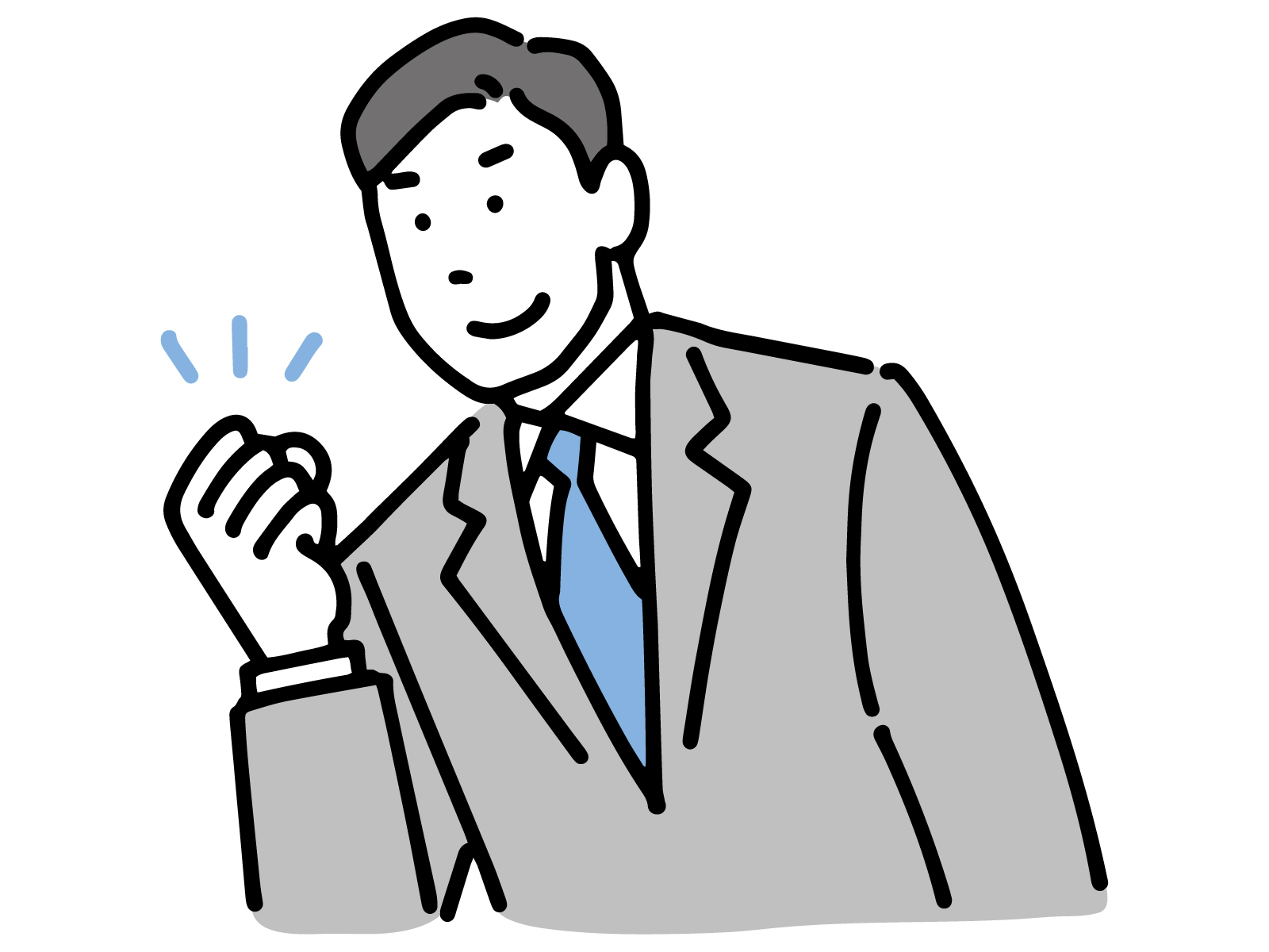 ガッツポーズをする男性