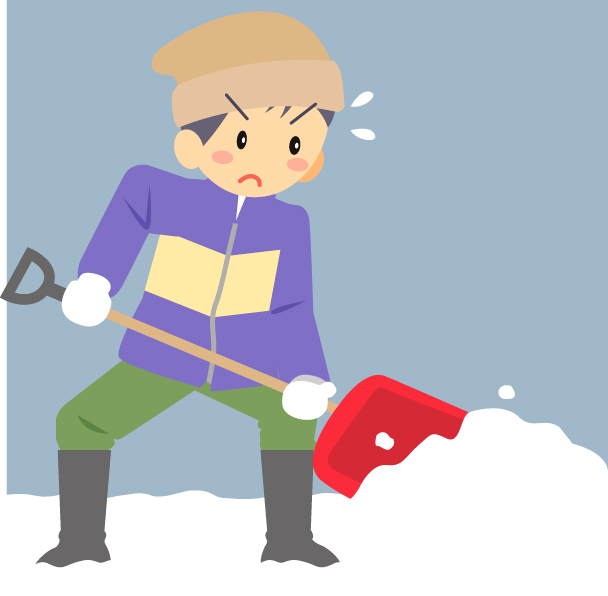 除雪をしている女性